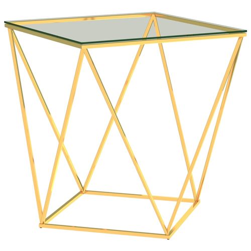 Table basse 50x50x55cm Acier inoxydable Doré et transparent