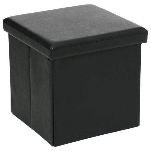 Pouf Pliant Noir - Atmosphera cr&eacute;ateur d'int&eacute;rieur