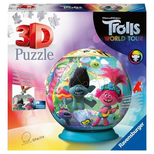 Ravensburger - Puzzle 3D Ball 72 pièces - Trolls 2 -