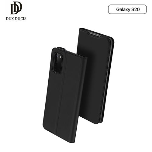 Étui Galaxy S20 Dux Ducis [Skin Series] Housse Portefeuille Fine en Cuir Synthétique, Porte Carte de Crédit, Rabat Magnétique, Kickstand - Noir