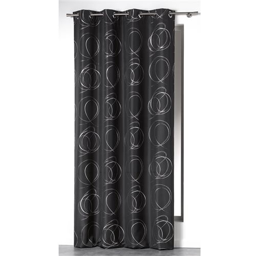 Rideau a oeillets 140 x 260 cm polyester imprime argent bully Anthracite