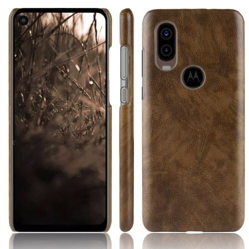 Etui en PU litchi marron pour votre Motorola P40