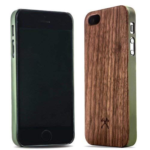 Coque pour iPhone 5, 5s, SE (jusque 2016) en Bois Véritable , EcoCase Classic (Noyer / Vert)