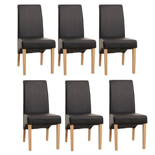 Générique Noir 6X Chaise Salle À Manger M37 Similicuir Mat, Pieds Clairs - Image 1