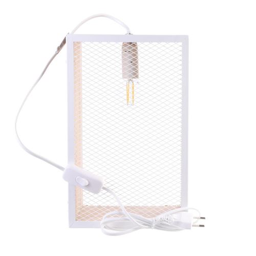 Générique Blanc Lampe À Poser Bois & Métal "Cadre" 29Cm & Naturel - Image 1