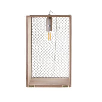 Lampe à poser cage en bois - L 18 x l 11 x H 29 cm - Blanc