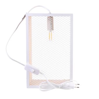 Lampe à poser cage en bois - L 18 x l 11 x H 29 cm - Blanc