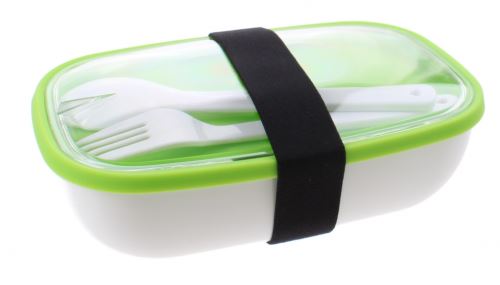 boîte à lunch My Bento avec des couverts 17,5 cm blanc / vert