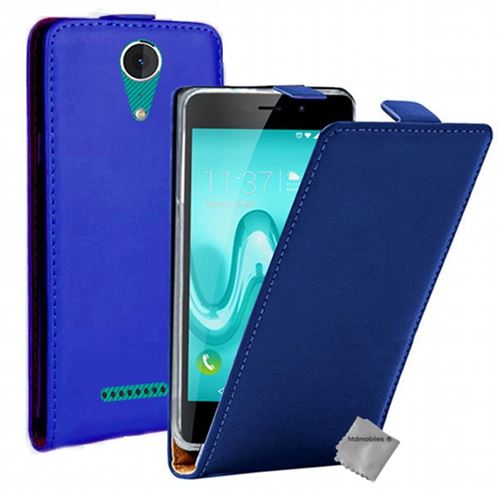 Housse etui coque pochette PU cuir fine pour Wiko Tommy 2 avec verre trempe - BLEU