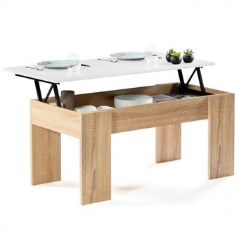 22 Sur Table Basse Avec Plateau Relevable Bois Blanc Et Imitation