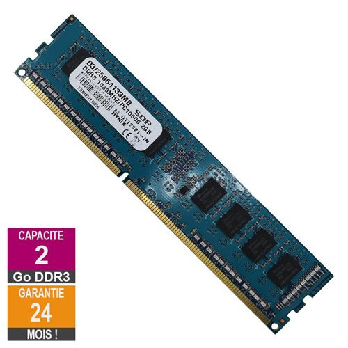 Barrette Mémoire 2Go Ram Ddr3 Sqp D3/25664133Mb Dimm Pc3-10600U 1333Mhz 1Rx8