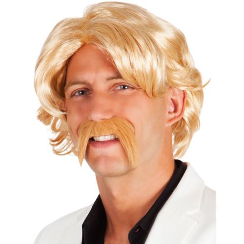 perruque avec moustache blonde