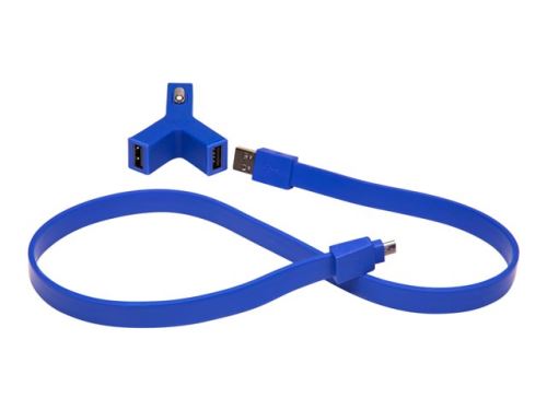 TYLT Y-CHARGE + SYNCABLE - Stroomadapter voor auto - 2.1 A - 2 uitgangsaansluitingen (USB) - op kabel: Micro-USB - blauw