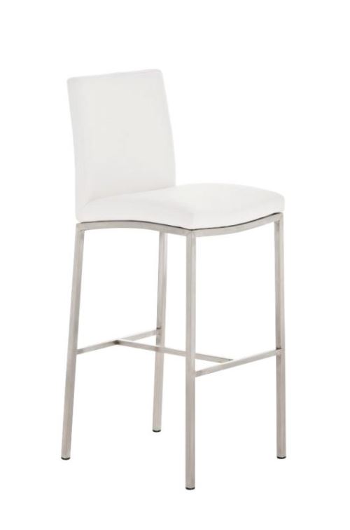 Tabouret de bar Freeport en Similicuir - Chaise haute avec Repose-pieds - Piètement Métal - Couleur Blanc