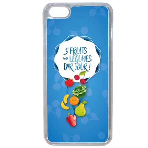 Coque 5 Fruits Et Legumes Fond Bleu Compatible Iphone 7 Transparent