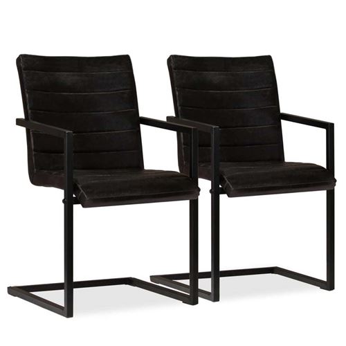 vidaXL Chaises de salle à manger 2 pcs Anthracite Cuir véritable