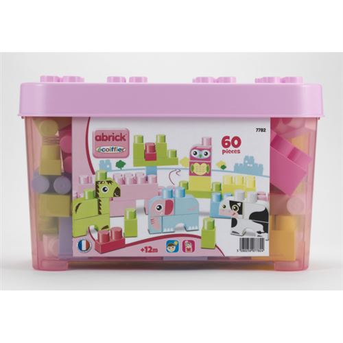 Abrick Maxi- Baril Briques Animaux Rose - 60 Pièces - 7782