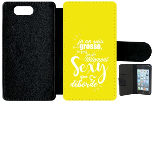 Etui à rabat sony xperia z3 compact je ne suis pas grosse fond jaune