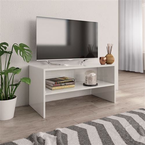 vidaXL Meuble TV Blanc brillant 80 x 40 x 40 cm Aggloméré