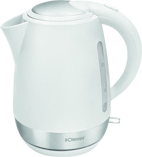 Bomann WK 3004 CB Bouilloire 1,7 L, résistance cachée, Filtre anti-calcaire, arrêt automatique et manuel, 2200 W Blanc