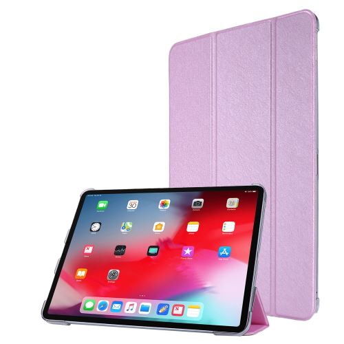 Etui en PU + TPU flip de soie avec support tri-pliure rose pour Apple iPad Pro 12.9 pouces (2020)