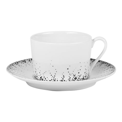 Tasses à thé et sa sous-tasse boréalis gris 22 cl (lot de 6) - Table Passion - Blanc - Porcelaine