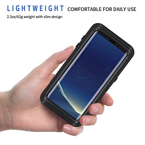 Lanhiem Coque Étanche Galaxy S8, [IP68 Imperméable] [Antichoc] Full Body Protection écran intégré Antipoussière Anti-Neige Waterproof Etui Galaxy S8, Noir