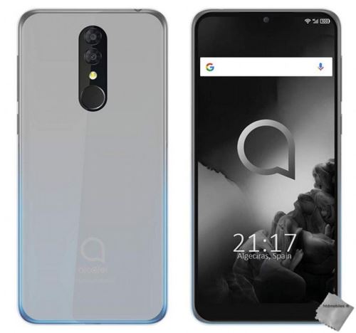 Housse etui coque pochette silicone gel fine pour Alcatel 3L (2019) avec verre trempe - BLANC TRANSPARENT
