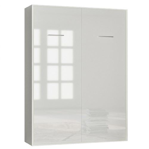 Armoire Lit Escamotable Smart V2 Structure Blanc Mat Facade Gloss Blanc Brillant 160 200 Cm Achat Prix Fnac