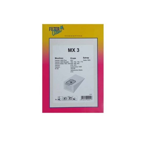 Sac mx3 papier (x5) +3 filtres pour aspirateur moulinex - 5392527
