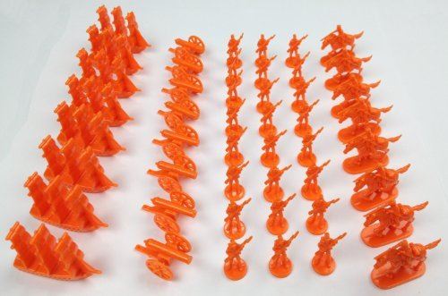 Soldats Miniatures Militaires de la Guerre Civile Napoléonienne (Orange) Soldats en Plastique Set d'Infanterie, Cavalerie, Artillerie, Navires
