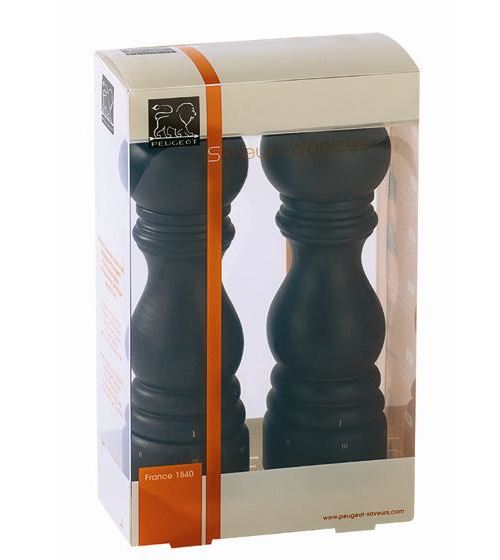 Peugeot - Duo de moulins à poivre et à sel manuels u'Select en bois couleur chocolat 18 cm