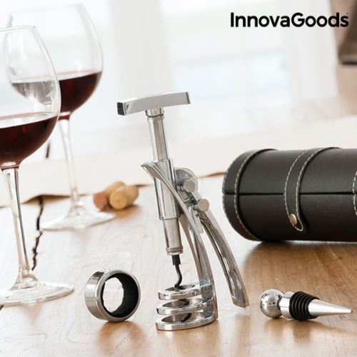 Accessoires pour sommelier avec Tire-Bouchon (4 Pièces) - Kit vin oenologie coffret coktail