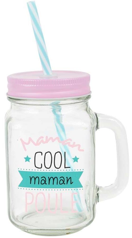 The Concept Factory - Gobelet en verre avec paille Maman cool 45 cl