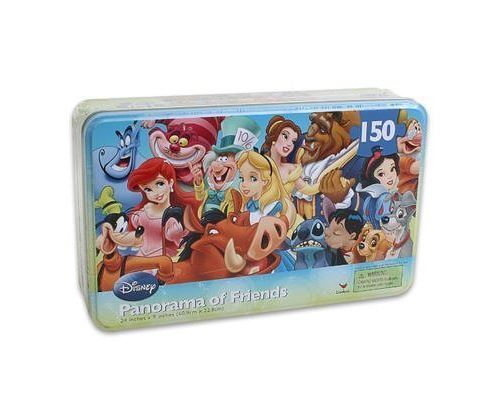 Disney Panorama of Friends Panoramic Puzzle for Kids 150 Pc Puzzle Tin