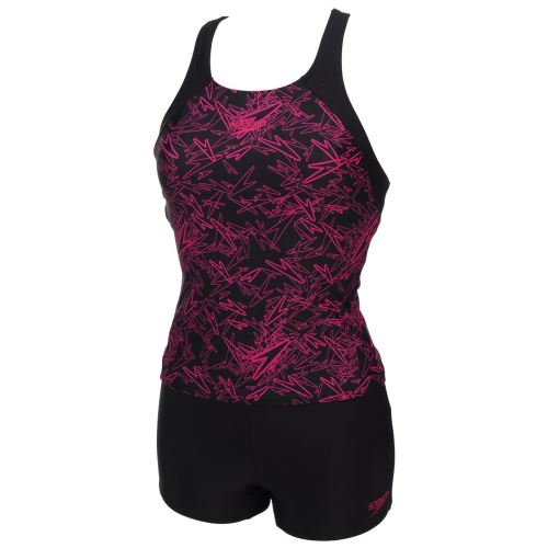 Maillot bain 1 pièce Speedo Boom noir rose tankini 71062