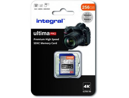 Integral UltimaPro - Carte mémoire flash - 256 Go - Video Class V30 / UHS-I U3 / Class10 - SDXC UHS-I