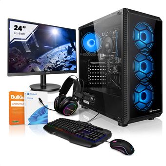 Megaport Super Mega Pack Atlas Unite Centrale Pc Complet Ecran Led 24 Clavier Et