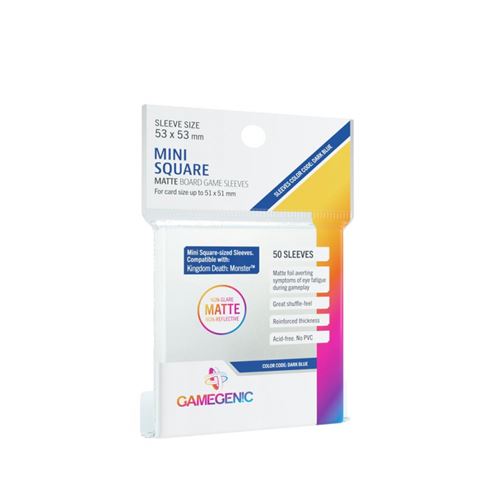 Gamegenic : Sachet de 50 protège-cartes mate - 5,3 x 5,3 cm - Mini square dark blue