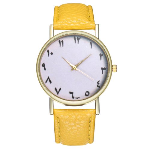Nouveaux hommes de montre Simple Classique Bracelet en cuir Montre à la mode Tendance Montre à quartz T129-Ajaune