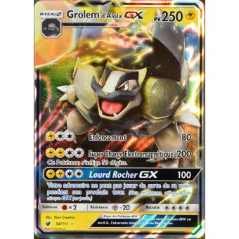 carte Pokémon 34/111 Grolem d Alola GX 250 PV Jeu de