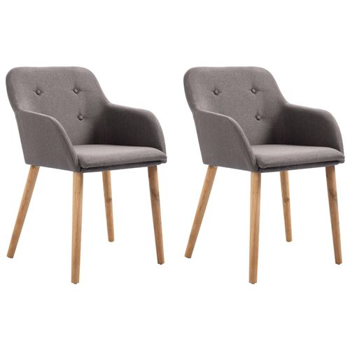 vidaXL Eetkamerstoelen 2 st stof en massief eikenhout taupe