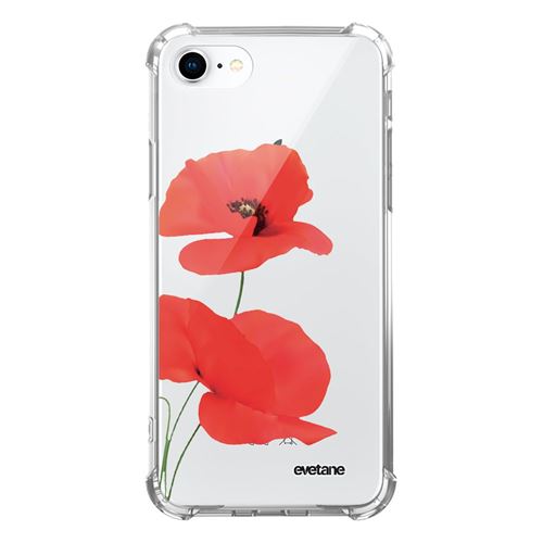 Coque pour iPhone 7/8/ iPhone SE 2020 anti-choc souple angles renforcés transparente Coquelicot [Evetane®]