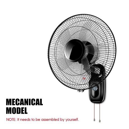 16 Inch AC 220V 60W Ventilateur mural 5 Lames Plastique 3 Vitesses Angle réglable Modèle mécanique