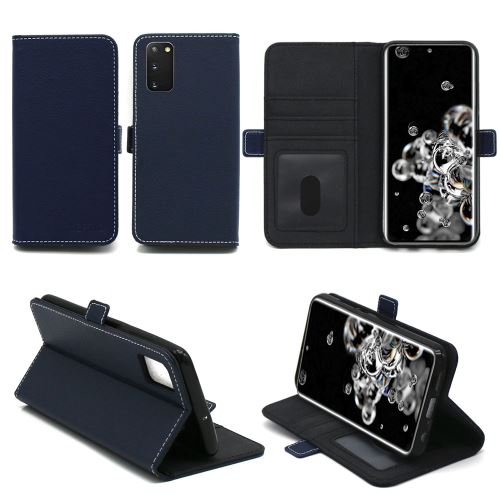 Etui bleu pour Samsung Galaxy S20 protection Housse Portefeuille bleue à Rabat avec Porte Cartes