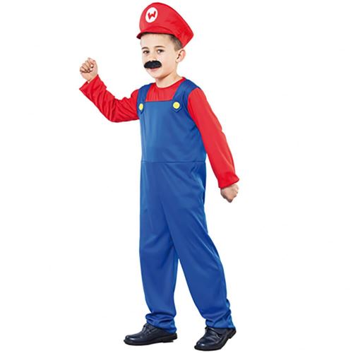 Déguisement plombier mario enfant 10-12 ans (combinaison + casquette)