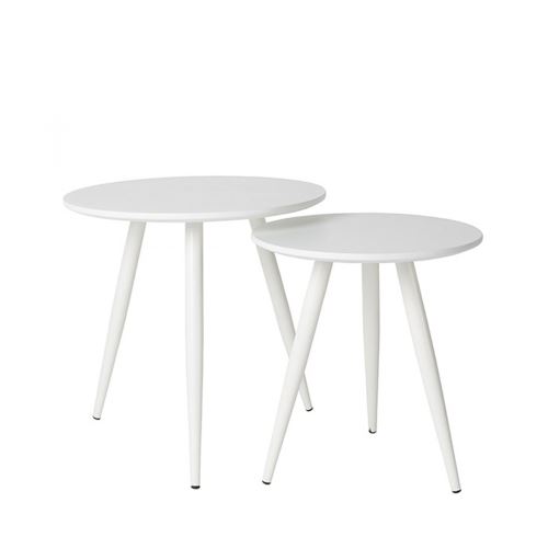 Lot de 2 tables d'appoint laquées Daven - Couleur - Blanc
