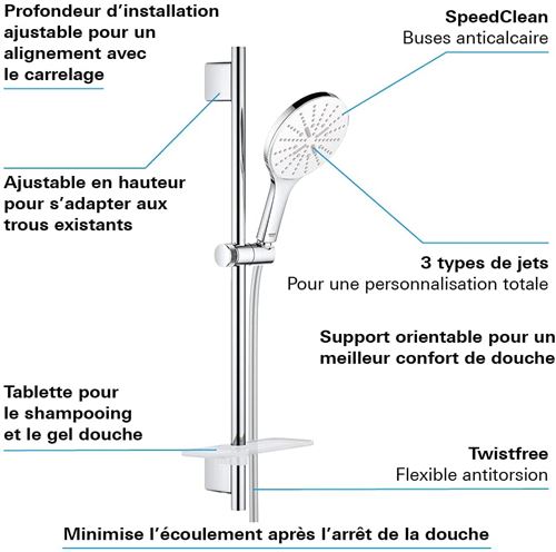 Grohe Vitalio SmartActive - Pommeau de douche 150, 3 jets, chrome