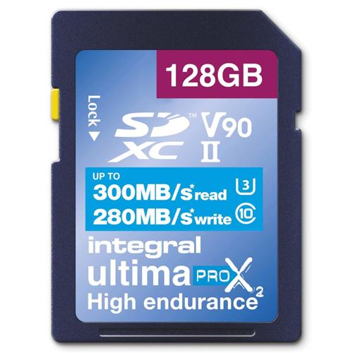 Integral UltimaPro X2 - Carte mémoire flash - 128 Go - Video Class V90 / UHS-II U3 / Class10 - microSDXC UHS-II
