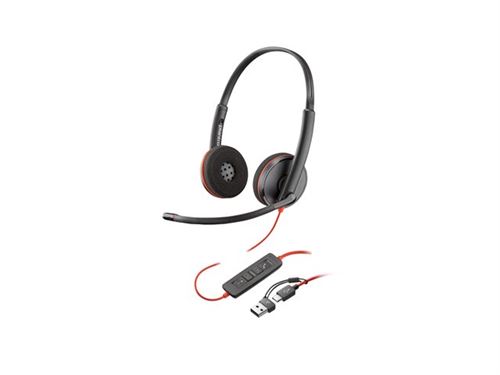 HP Poly Blackwire 3225 - Blackwire 3200 Series - Micro-Casque - Sur-Oreille - Filaire - Jack 3,5Mm, Usb-C - Noir - Certifié Pour Skype For Business, Certifié Cisco Jabber, Certifié Avaya, Certifié Uc